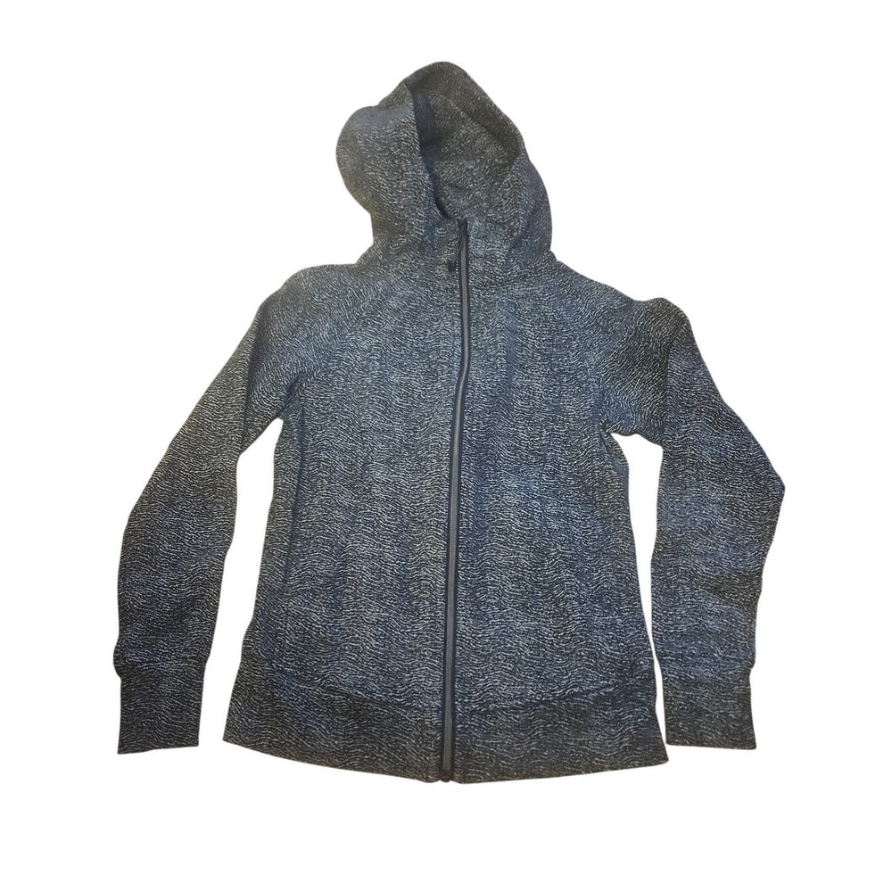 Lululemon‎ Scuba Full Zip Hoodie Black White Space Dye Wave Pattern Size 6